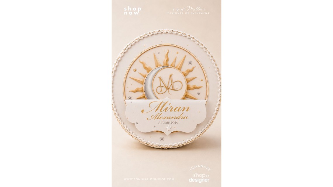 Trusou de Botez Soare și Lună Monogramă Personalizată pentru Băieți 10